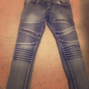 Blue stylish biker jeans